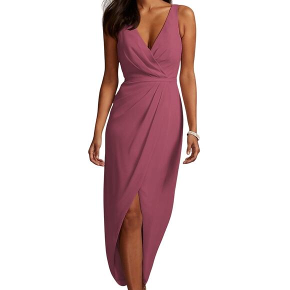 David's Bridal Tank Draped Chiffon Tulip Hem Bridesmaid Dress, Size 24W NWT - Picture 1 of 6